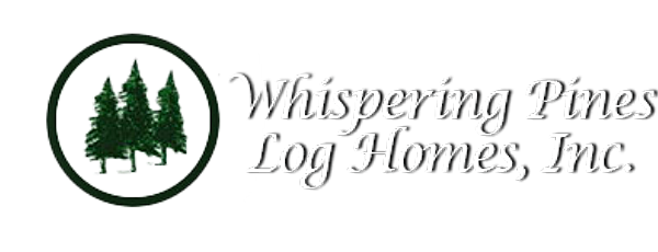 Whispering pines log homes logo white